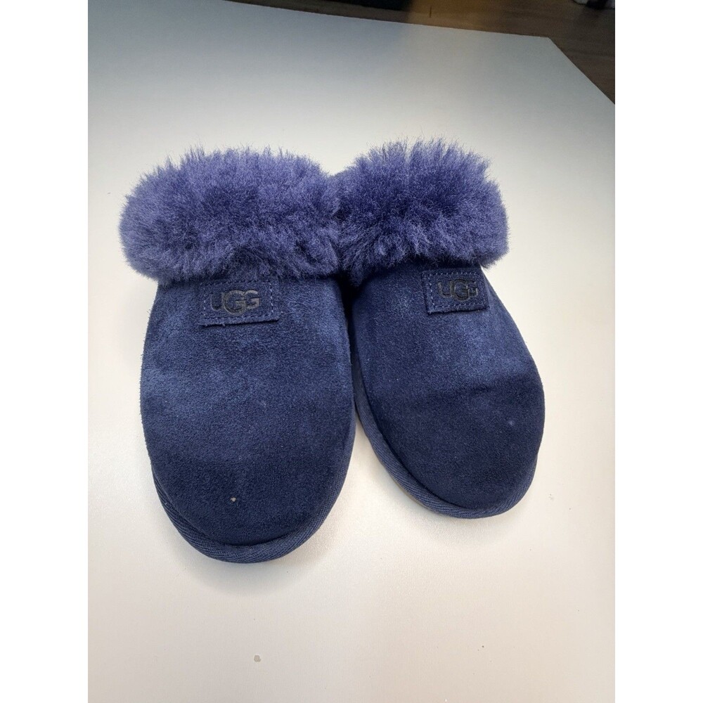 UGG Cozy Suede Slipper with Shearling Women Shoes Size 7 Navy